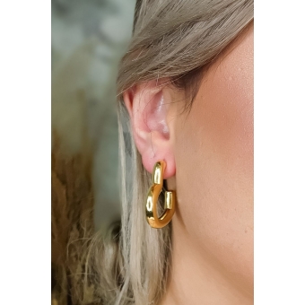 Brinco Argola de Coração Grossa Banhado em Ouro 18k