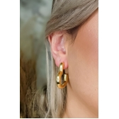 Brinco Argola de Coração Grossa Banhado em Ouro 18k - Dourado