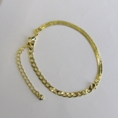 Pulseira Meia Fita Meia Corrente Banhado em Ouro 18k - Dourado