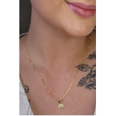 Colar Pingente Patinha De Cachorro Colorida Banhado em Ouro 18k - Dourado