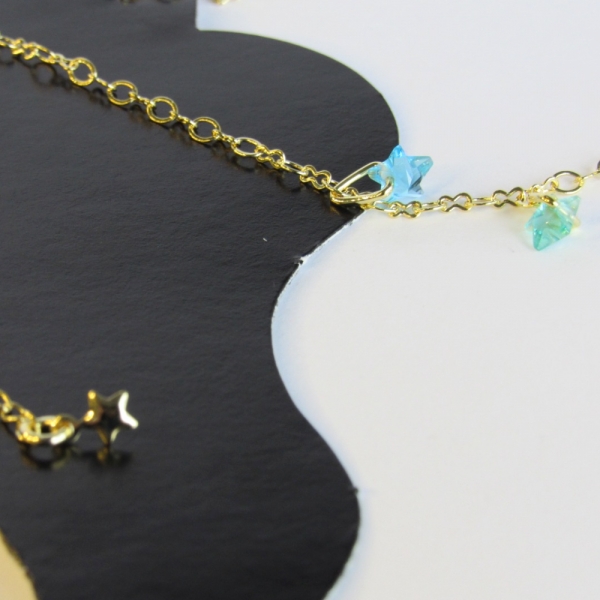 Tornozeleira de Estrelas de Zircônias Banhado em Ouro 18k - Dourado