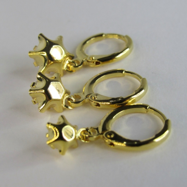 Trio Argolinha Estrelinha de Zircônia Banhado em Ouro 18k - Dourado