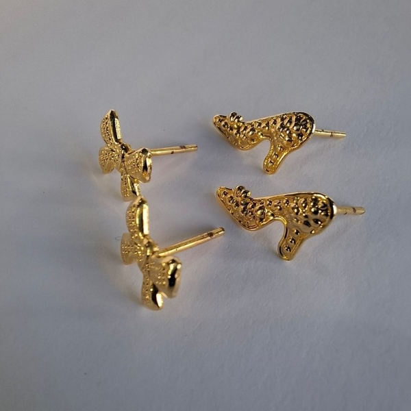 Duo de Sapatinho e Laço Banhado em Ouro 18k - Dourado