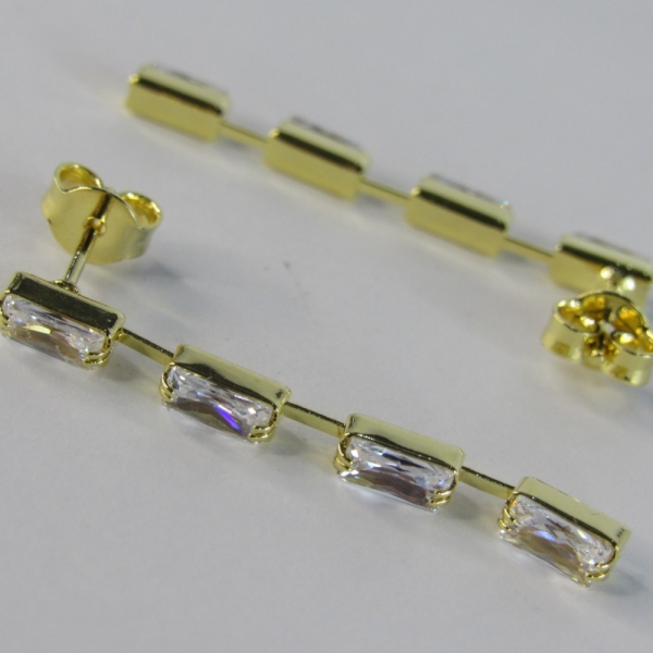 Brinco Corrente de Zircônias Banhado em Ouro 18k - Dourado