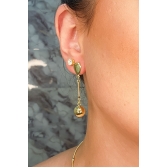 Brinco Médio com Fio e Bola Dourada Banhado em Ouro 18k - Dourado