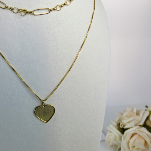 Colar Duplo com Coração Banhado em Ouro 18k - Dourado