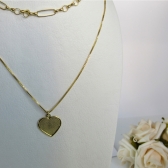 Colar Duplo com Coração Banhado em Ouro 18k - Dourado