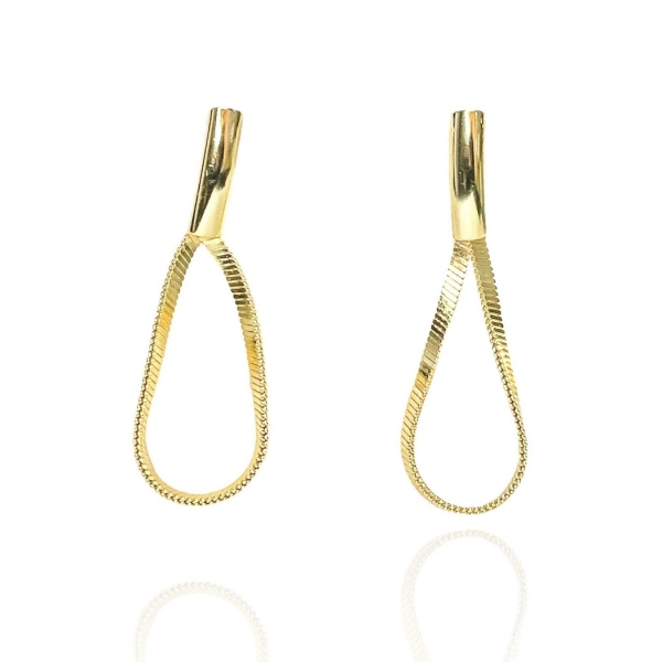 Brinco Gota Com Corrente Banhado em Ouro 18k - Dourado