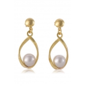 Brinco Médio Suporte Trabalhado para Pérola Banhado em Ouro 18k - Dourado