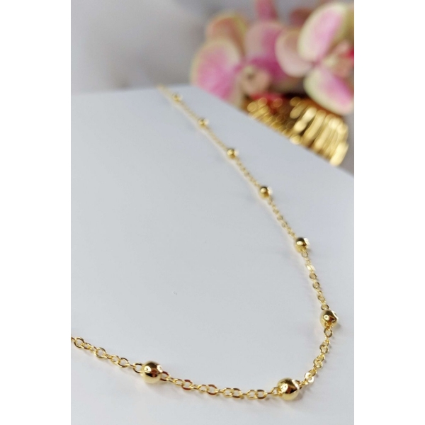 Colar Corrente com Bolinhas Banhado em Ouro 18k - Dourado