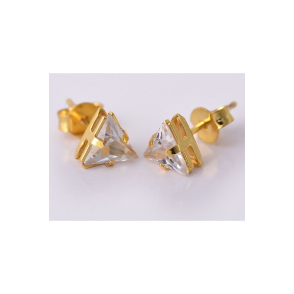 Brinco Triângulo de Zircônia Banhado em Ouro 18k - Dourado
