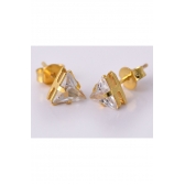 Brinco Triângulo de Zircônia Banhado em Ouro 18k - Dourado