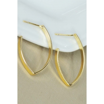 Brinco Argola Oval Banhado em Ouro 18k