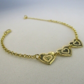 Pulseira com Chapa de Coração Banhado em Ouro 18k - Dourado