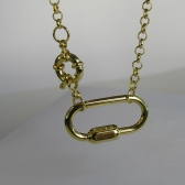 Colar Corrente de Elo Largo com Fecho Boia e Mosquetão Banhado em Ouro 18k - Dourado