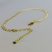 Pulseira Meia Fita Meia Corrente Banhado em Ouro 18k - Dourado