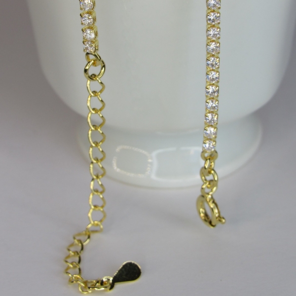 Pulseira Em Corrente De Zircônias Banhado em Ouro 18k - Dourado