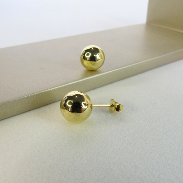 Brinco de Bola Lisa Banhado em Ouro 18k - Dourado