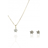 Conjunto Estrelas com Zircônia Banhado em Ouro 18k - Dourado