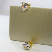 Brinco Zircônias de Coração Grande Banhado em Ouro 18k - Dourado