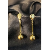 Brinco Médio com Fio e Bola Dourada Banhado em Ouro 18k - Dourado