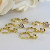 Trio Argolinha Coração de Zircônia Banhado em Ouro 18k - Dourado