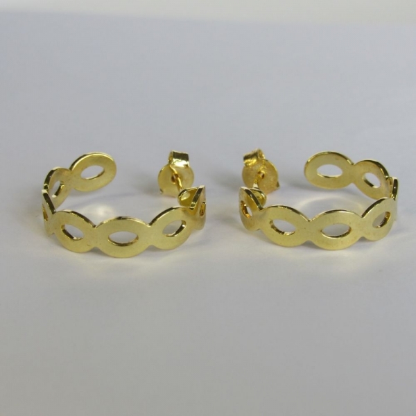 Brinco Argolinha com Vazados Ovais Banhado em Ouro 18k - Dourado