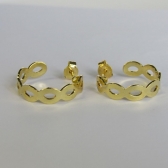 Brinco Argolinha com Vazados Ovais Banhado em Ouro 18k - Dourado