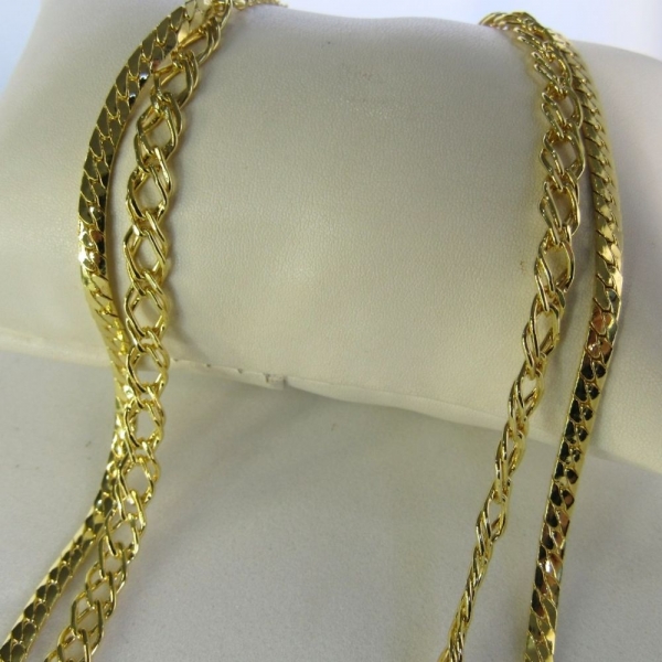 Colar Duplo com Correntes Grossas Banhado em Ouro 18k - Dourado