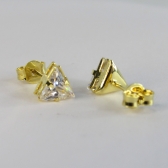 Brinco Triângulo de Zircônia Banhado em Ouro 18k - Dourado