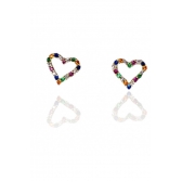 Brinco Coração Pequeno com Zircônias Banhado em Ouro 18k - Dourado