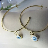 Brinco Argola Média Olho Grego Banhado em Ouro 18k - Dourado