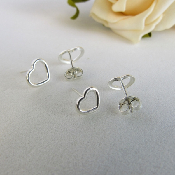 Duo Coração Vazado em Prata 925 - Prateado