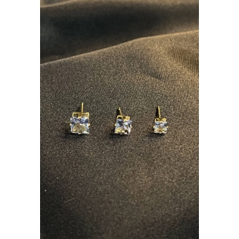 Trio de Zircônia Quadrada Lavanda Banhado em Ouro 18k