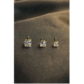 Trio de Zircônia Quadrada Lavanda Banhado em Ouro 18k - Dourado