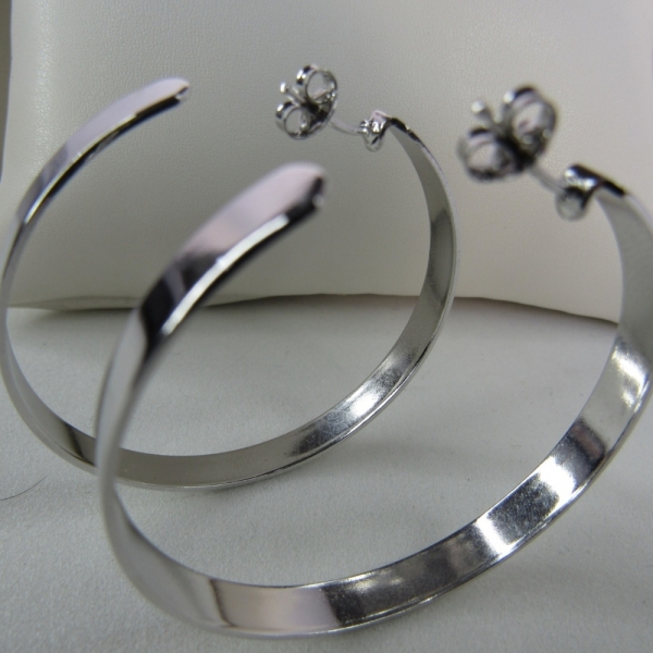 Brinco Argola Grande Grossa Clássica Banhado em Ródio Branco - Branco