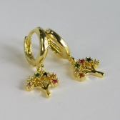 Brinco Argolinha De Árvore da Vida Banhado em Ouro 18k - Dourado