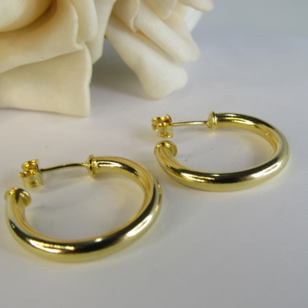 Brinco Argola Grossa Pequena Banhado em Ouro 18k - Dourado