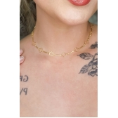 Colar Curto Flor Vazada Banhado em Ouro 18k - Dourado