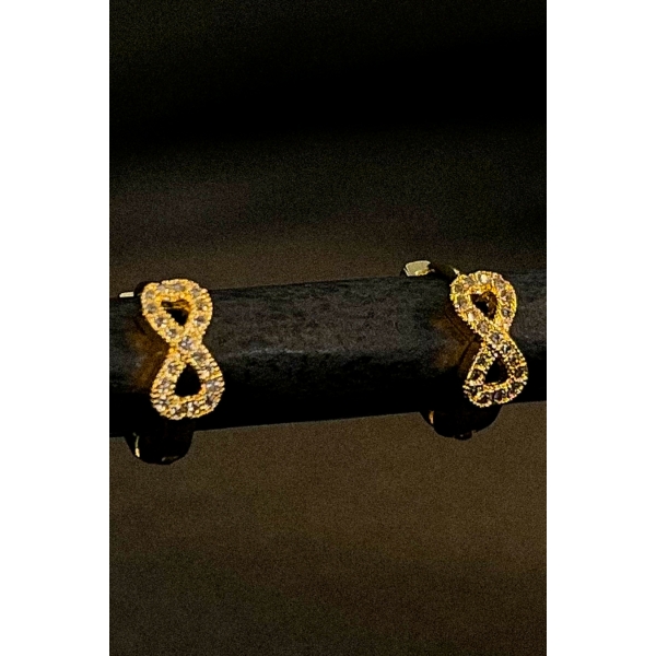 Brinco Argolinha Infinito Com Micro Zircônia Banhado em Ouro 18k - Dourado