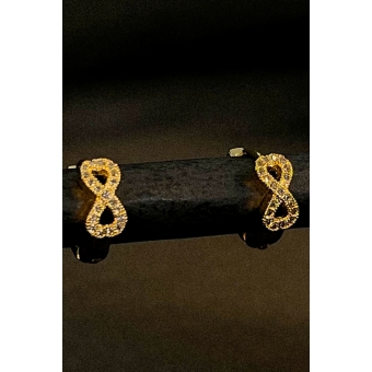 Brinco Argolinha Infinito Com Micro Zircônia Banhado em Ouro 18k