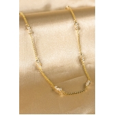 Colar com Corrente de Mini Pérolas Banhado em Ouro 18k - Dourado