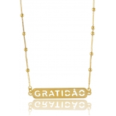 Colar com Corrente e Pingente Gratidão Banhado em Ouro 18k - Dourado