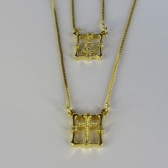 Escapulário Nossa Senhora Aparecida Com Zircônia Banhado em Ouro 18k - Dourado