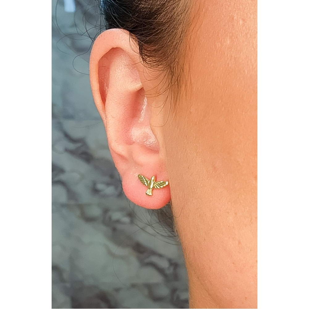 Brinco Pequeno de Espirito Santo Banhado em Ouro 18k - Dourado