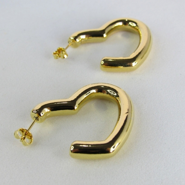 Brinco Argola de Coração Grossa Banhado em Ouro 18k - Dourado