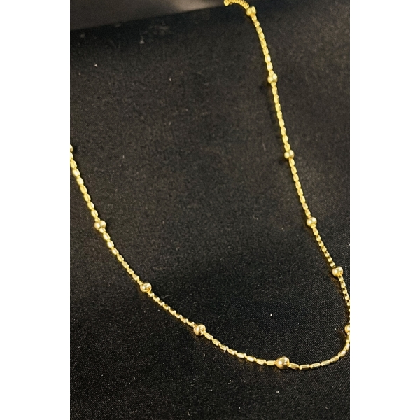 Colar de Corrente com Bolinhas Douradas Banhado em Ouro 18k - Dourado