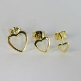 Trio de Corações Vazados Banhado em Ouro 18k - Dourado