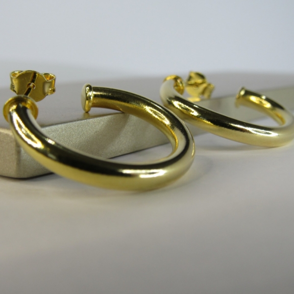 Brinco Argola Grossa Pequena Banhado em Ouro 18k - Dourado