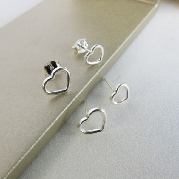 Duo Coração Vazado em Prata 925 - Prateado